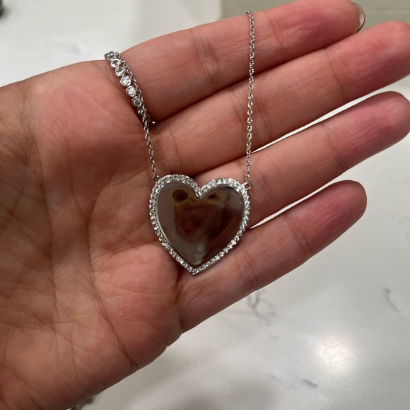 Silver XL You Have My Heart Pave Pendant Necklace - Picture 2 of 3